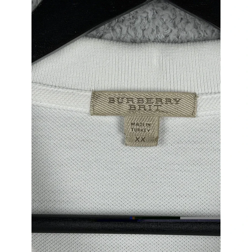 Burberry Brit Cotton Polo Shirt Men's Sz XX White Short Sleeve Nova Check
